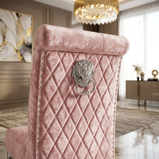 Sofia Plush Velvet Fabric Dining Chair Dark Pink