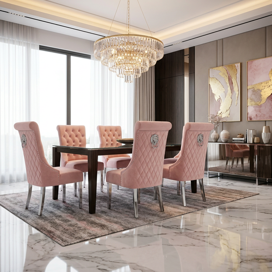 Sofia Plush Velvet Fabric Dining Chair Dark Pink