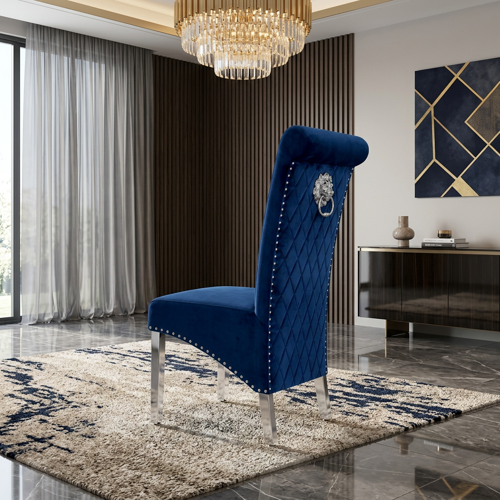 Sofia Plush Velvet Fabric Dining Chair Navy Blue