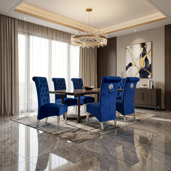 Sofia Plush Velvet Fabric Dining Chair Navy Blue