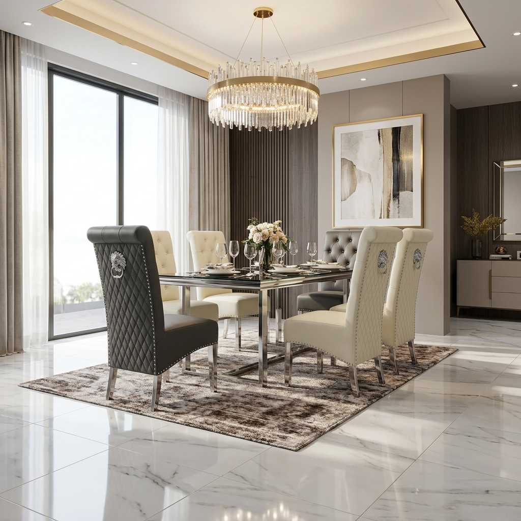 Sofia PU Leather Dinning Chair Cream