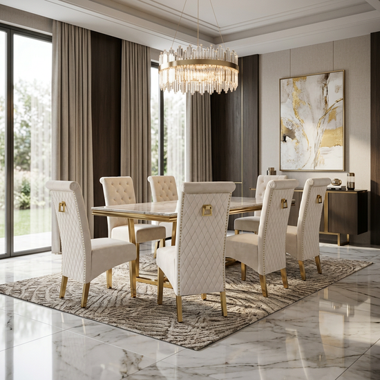 Sofia Plush Velvet Gold Range Cream and Gold