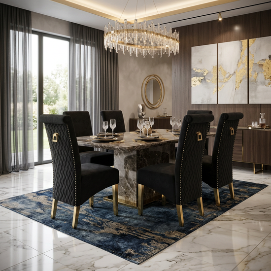 Sofia Plush Velvet Gold Range Black and Gold
