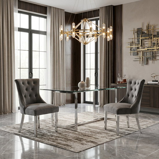 Portland Grey Velvet Dining Chair