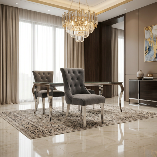 Portland Grey Velvet Dining Chair