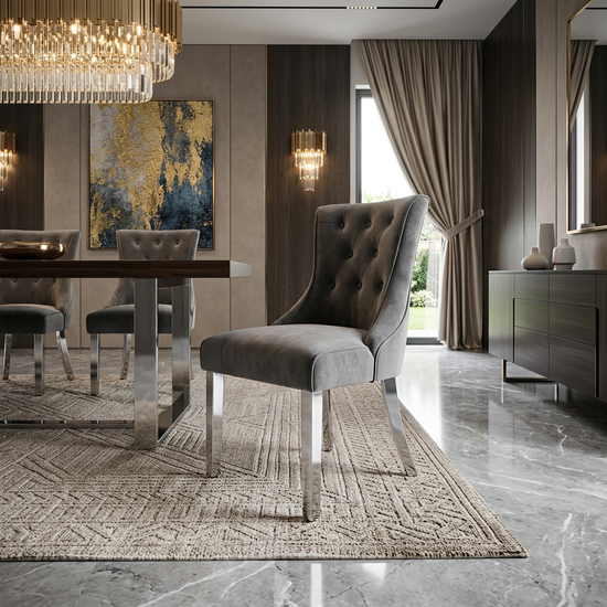 Portland Grey Velvet Dining Chair