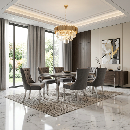 Portland Grey Velvet Dining Chair