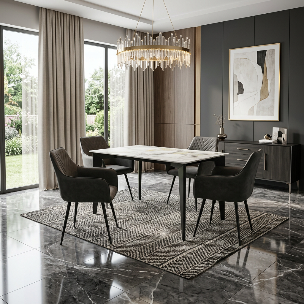 Miami 120cm Cream & Gold Ceramic Table