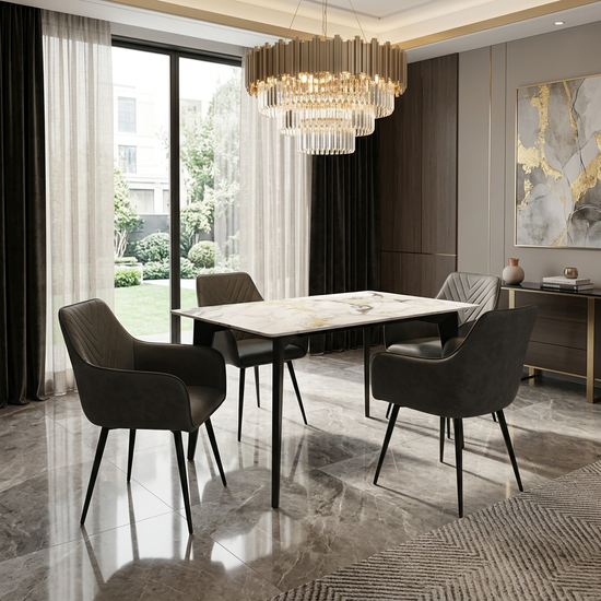 Miami 120cm Cream & Gold Ceramic Table
