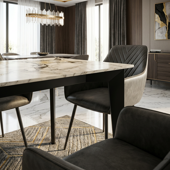 Miami 120cm Cream & Gold Ceramic Table