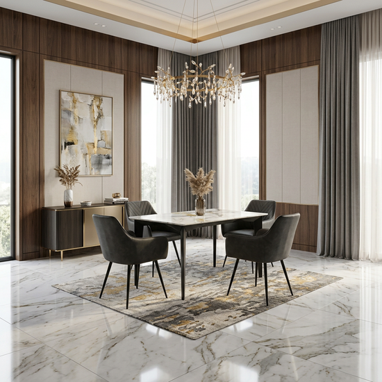 Miami 120cm Cream & Gold Ceramic Table