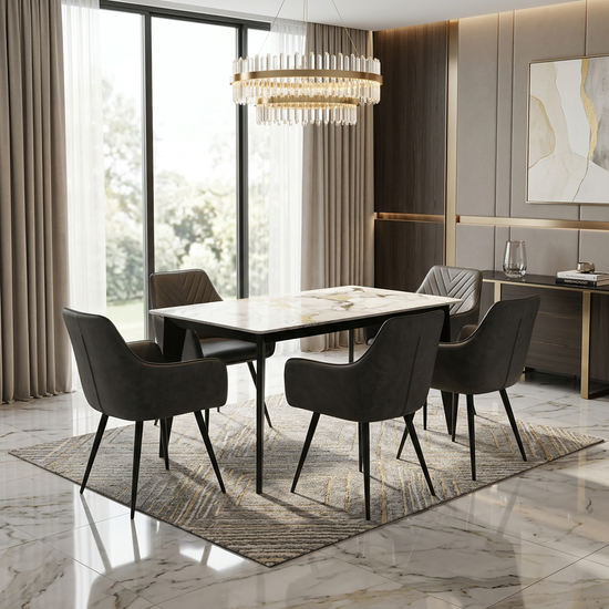 Miami 120cm Cream & Gold Ceramic Table