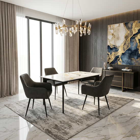 Miami 120cm Cream & Gold Ceramic Table