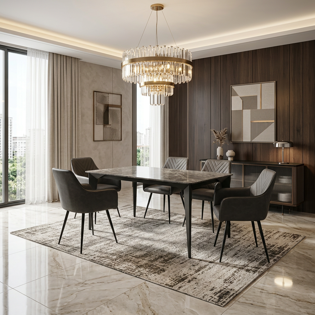 Miami 120cm Black & Gold Ceramic Table
