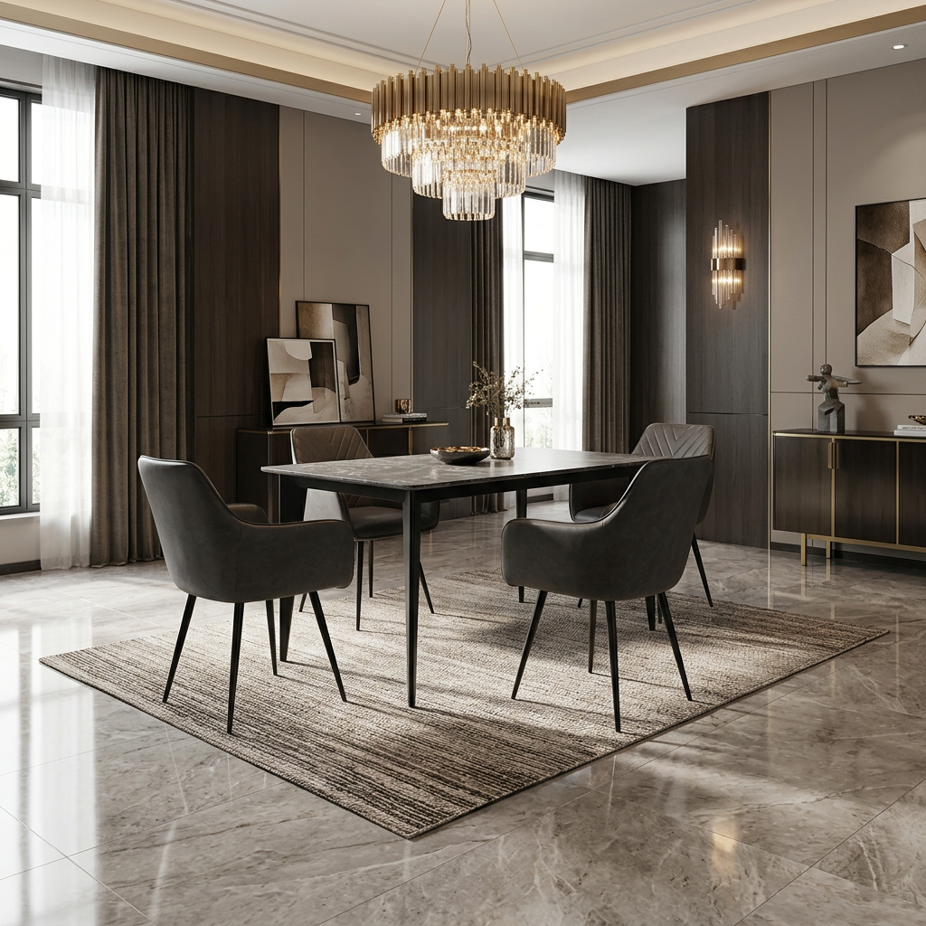 Miami 120cm Black & Gold Ceramic Table