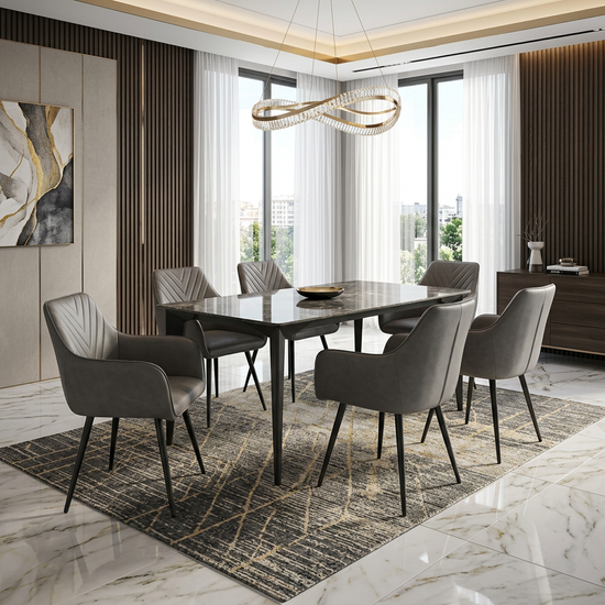 Miami 120cm Black & Gold Ceramic Table