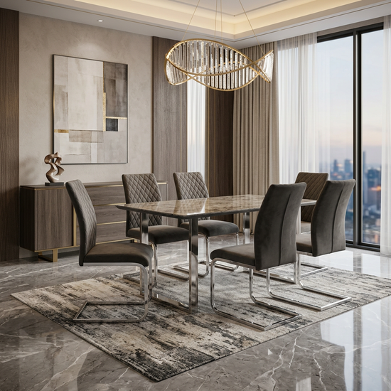 Tokyo Ceramic Look Glass Top Dining Table