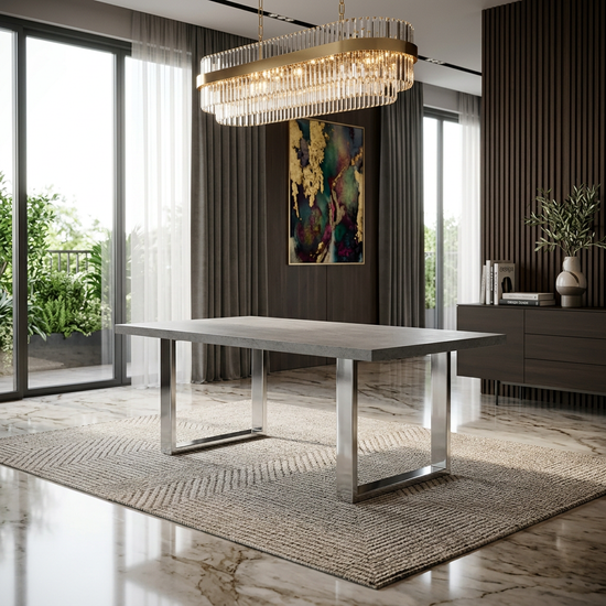 Tokyo Ceramic Look Glass Top Dining Table