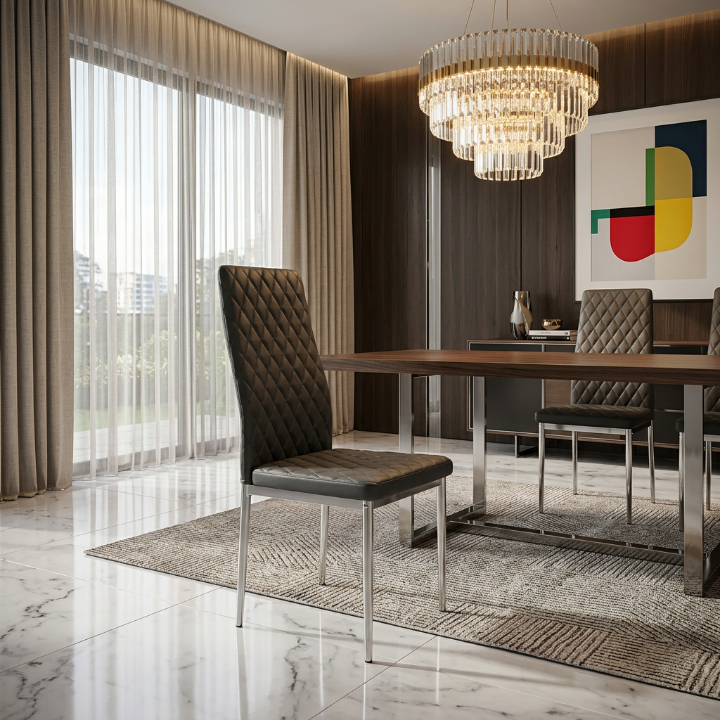 California Dining Chairs Grey PU Leather