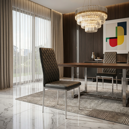 California Dining Chairs Grey PU Leather