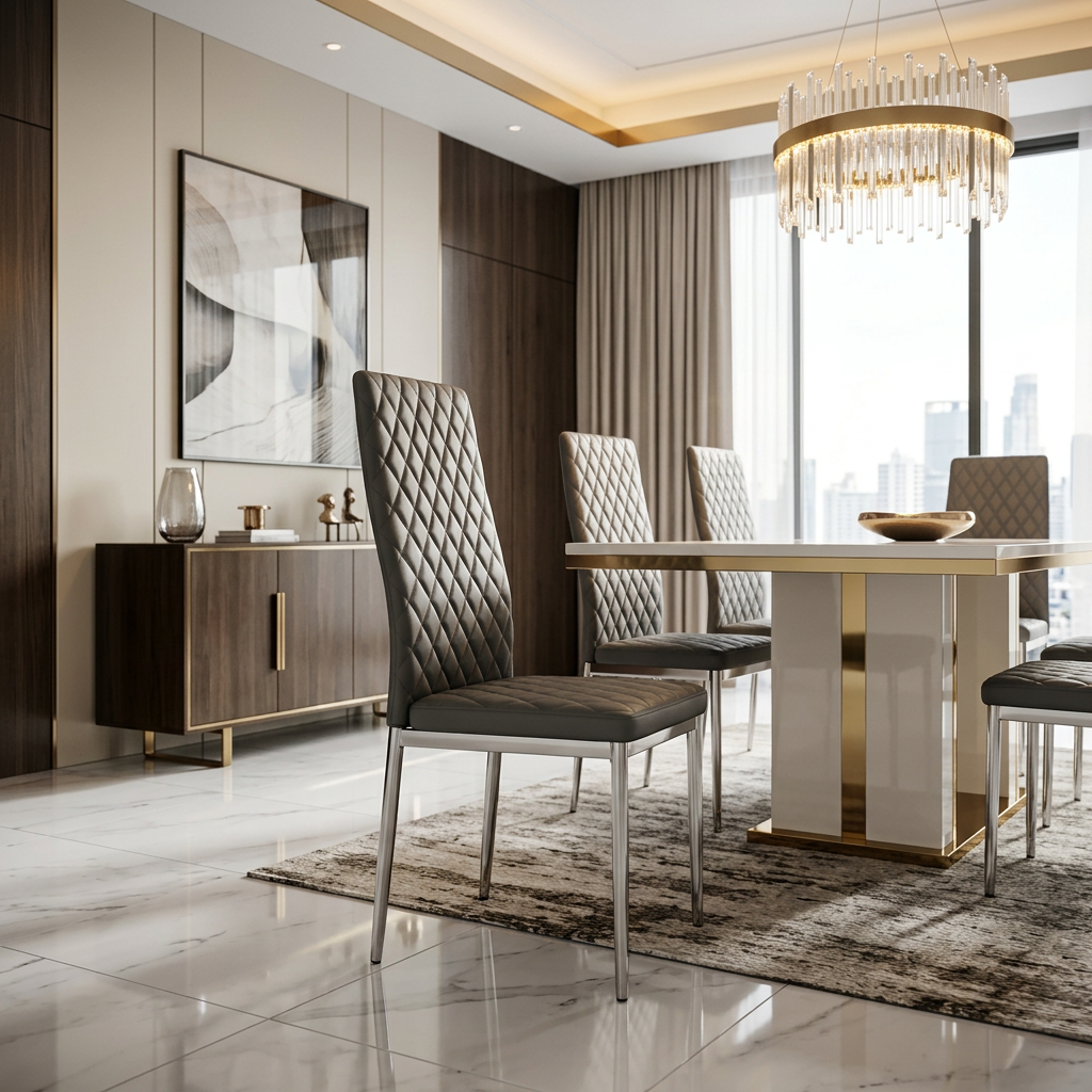 California Dining Chairs Grey PU Leather