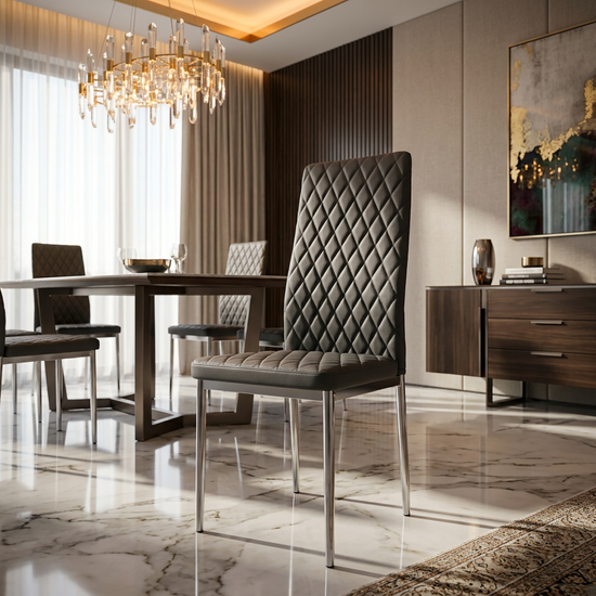 California Dining Chairs Grey PU Leather