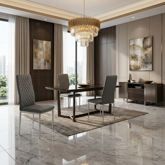California Dining Chairs Grey PU Leather