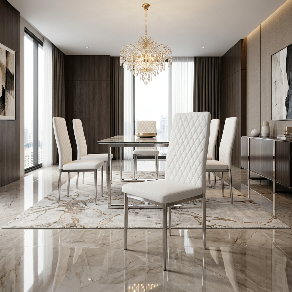 California Dining Chairs White PU Leather