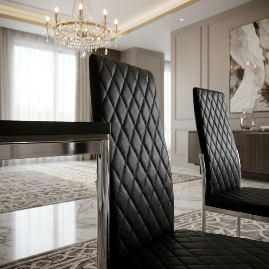 California Dining Chairs Black PU Leather