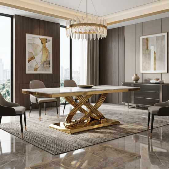 Elina Cream/Gold Marble Coffee Table