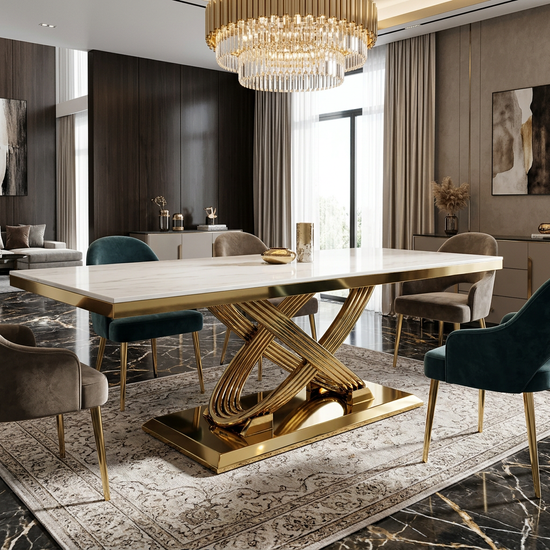 Elina Cream/Gold Marble Coffee Table