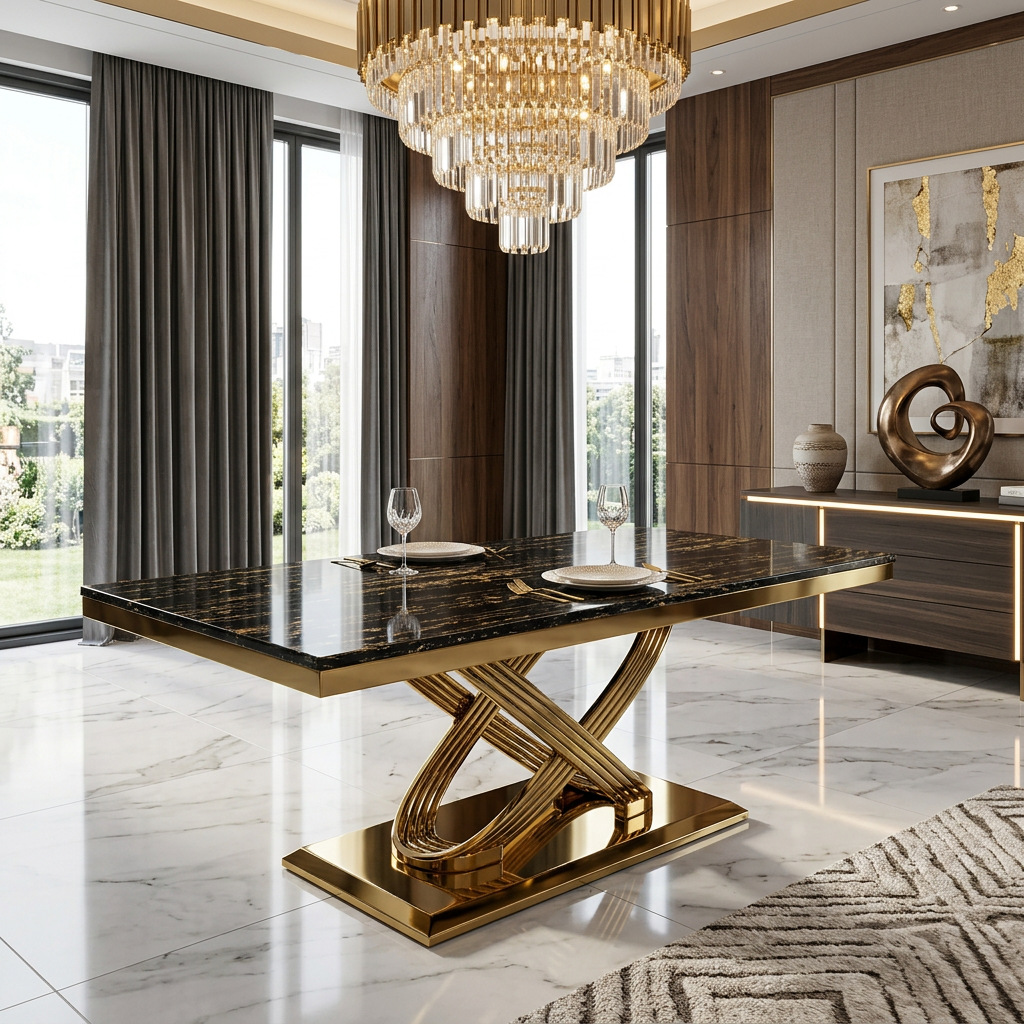 Elina Black & Gold Marble Coffee Table