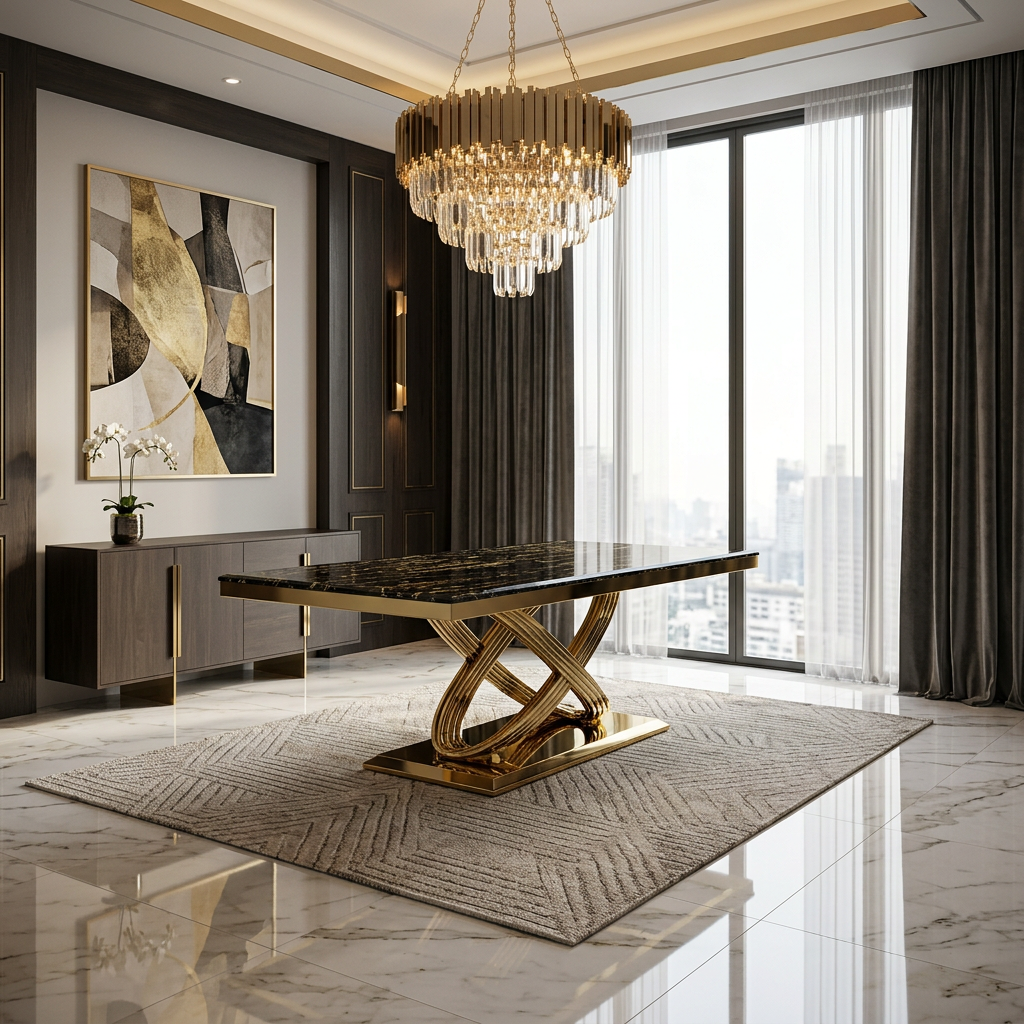 Elina Black & Gold Marble Coffee Table