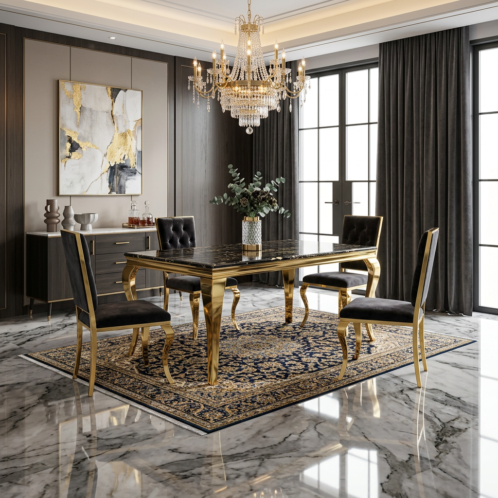 Sofia Black & Gold Marble Coffee Table