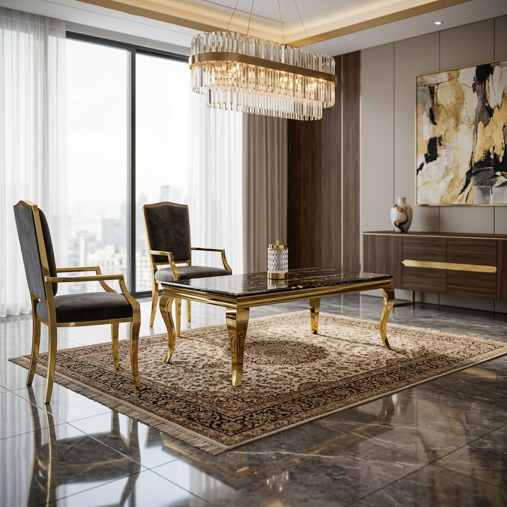 Sofia Black & Gold Marble Coffee Table
