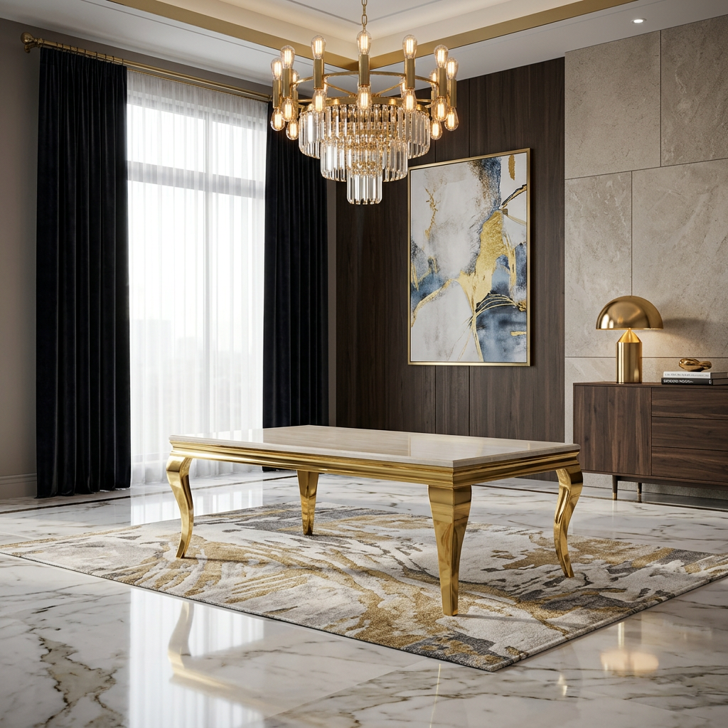 Sofia Cream & Gold Coffee Table (120 x 60 x 46 )
