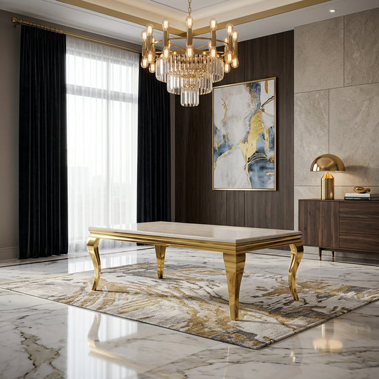 Sofia Cream & Gold Coffee Table (120 x 60 x 46 )