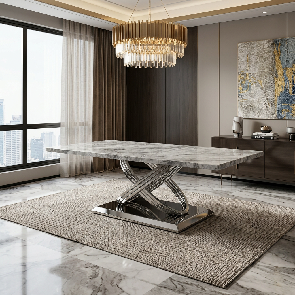 Elina Silver/Grey Marble Coffee Table