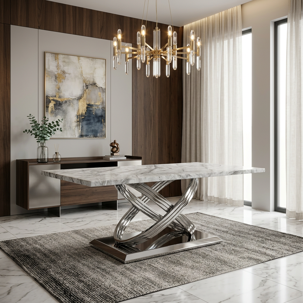 Elina Silver/Grey Marble Coffee Table