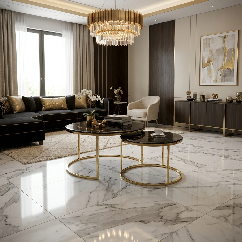 Sofia Nested table Black Marble and Gold Frame