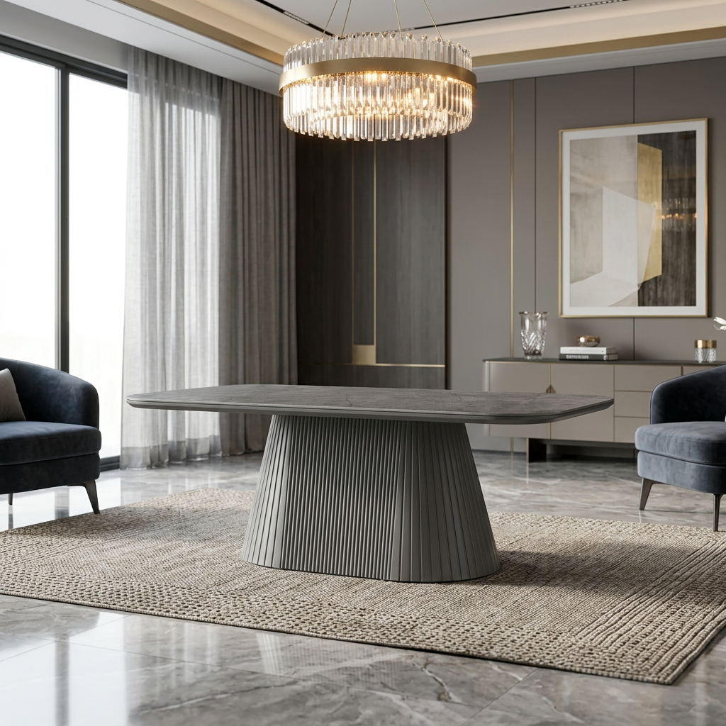 Davos Grey 180cm Ceramic Oval Dining Table