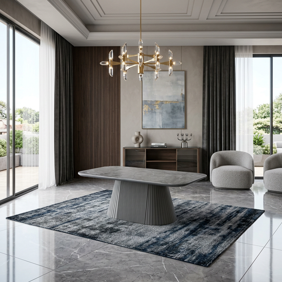 Davos Grey Ceramic Oval Coffee Table