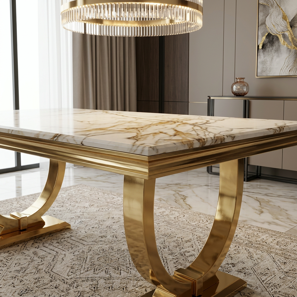 Ariana White & Gold Console Table