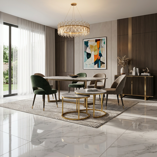 Ceramic Gold Frame Nest of 2 Tables