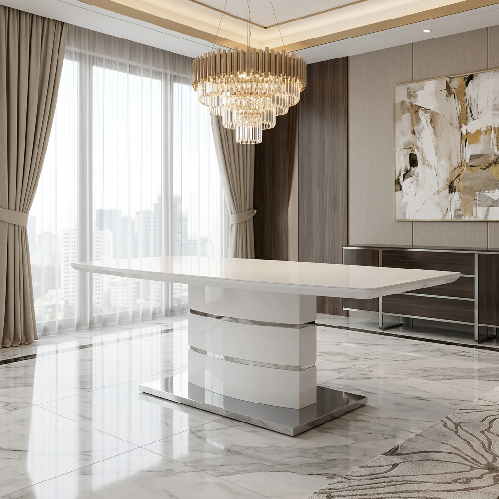 Milan White Extending Dining Table