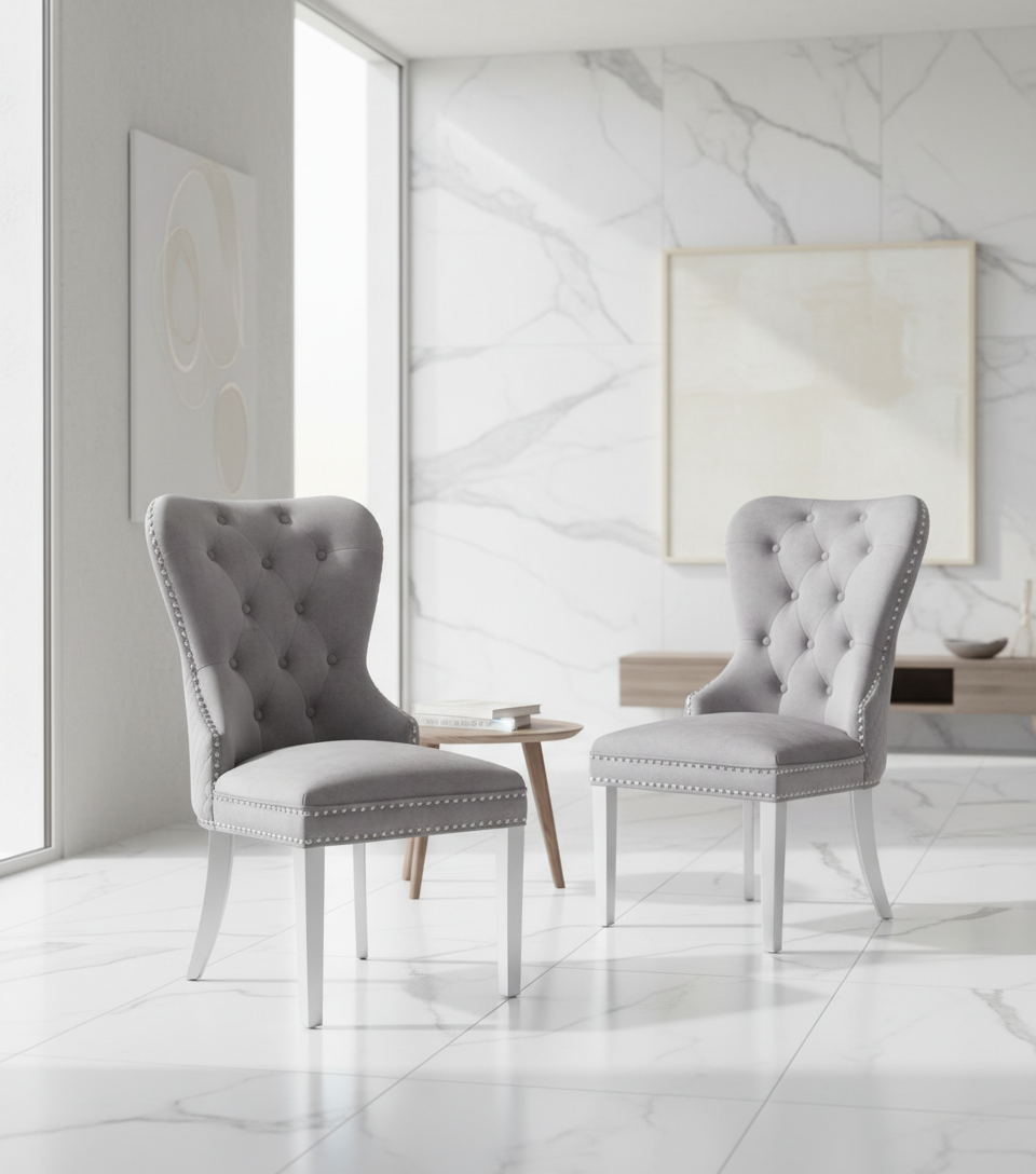 Nocca Dining Chair - Grey Velvet