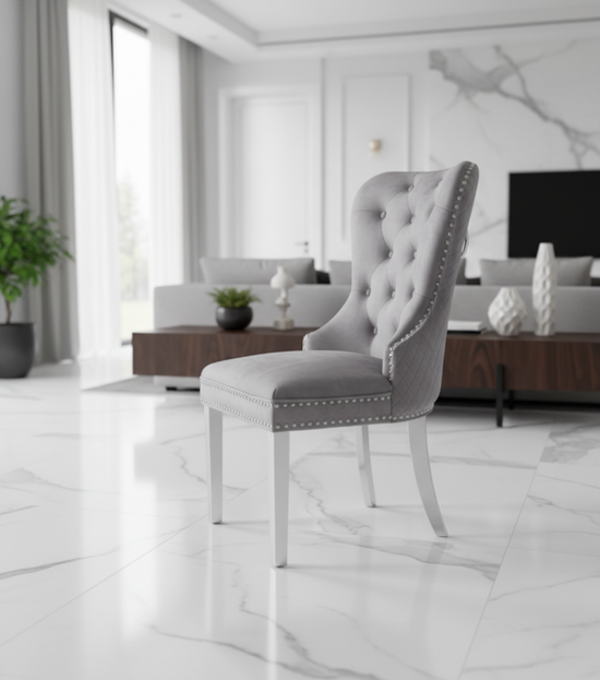 Nocca Dining Chair - Grey Velvet