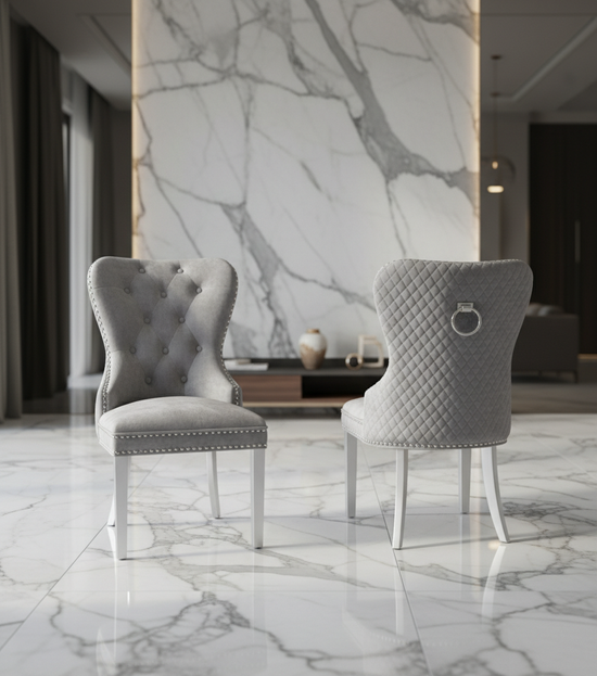 Nocca Dining Chair - Grey Velvet