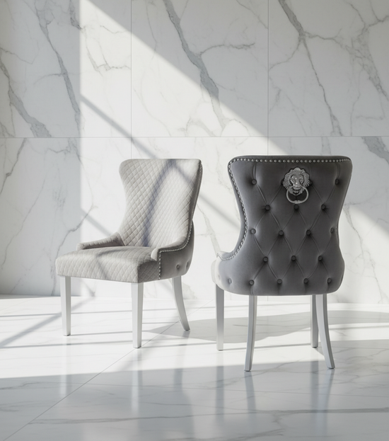 Lyon Dining Chair - Grey Velvet
