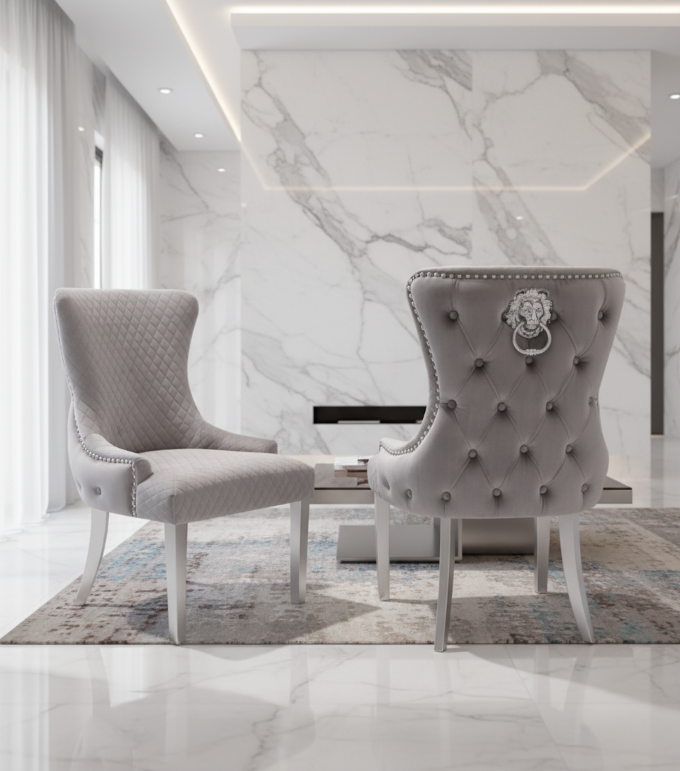 Lyon Dining Chair - Grey Velvet